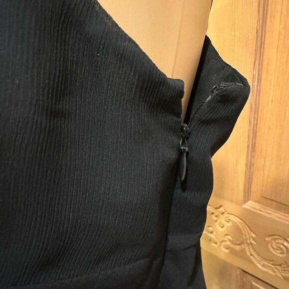 Loft Adjustable Spaghetti Strap Midi Black Dress with Ruffles SZ 4 - Picture 3 of 6